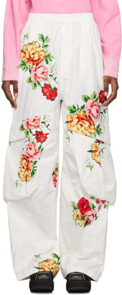 We11 Done White Paneled Trousers In Mix