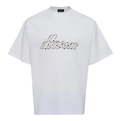 We11 Done White Pearly Logo T-shirt In Brown