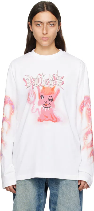 We11 Done White Printed Long Sleeve T-shirt