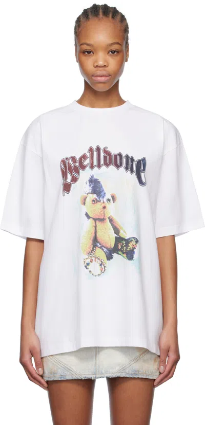 We11 Done White Punk Teddy T-shirt