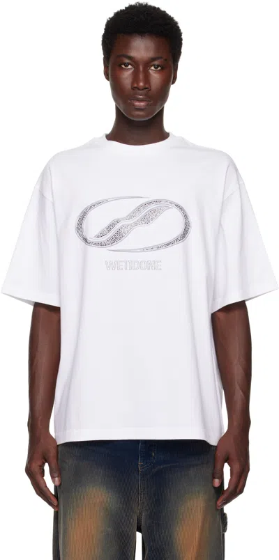 We11 Done White Rhinestoned Se11done Logo T-shirt