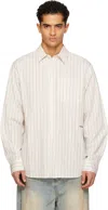 We11 Done White Striped Basic Shirt In Neutral