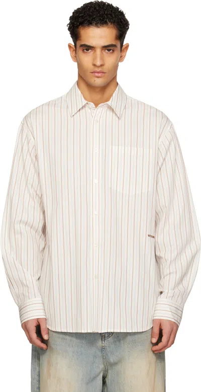 We11 Done White Striped Basic Shirt In Neutral