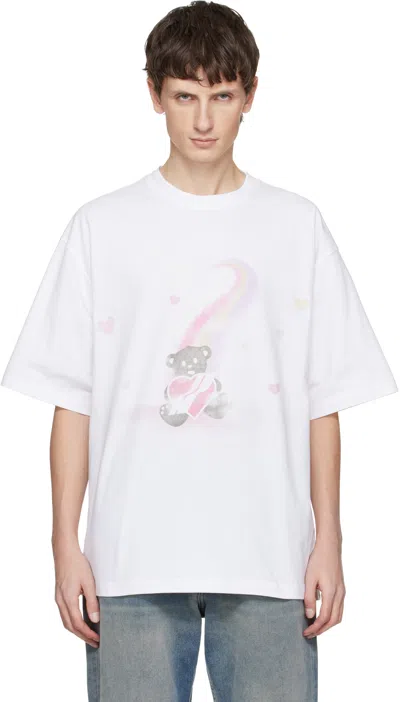 We11 Done White Teddy Bear Print T-shirt In Multi