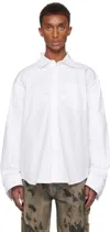 We11 Done White Twisted Sleeve Shirt In White