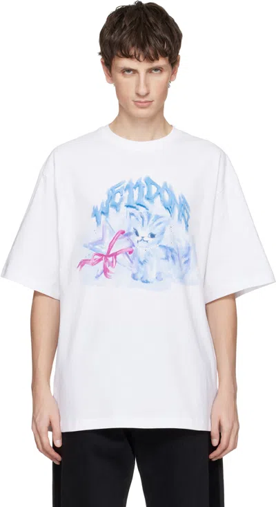 WE11 DONE WHITE WATERCOLOR MONSTER T-SHIRT