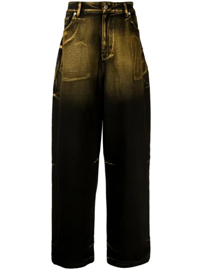 We11 Done Wide-leg Washed-effect Jeans In Schwarz