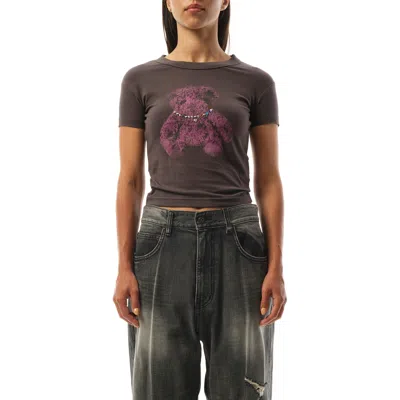WE11 DONE WOMEN'S WOMENS STUDDED BEAR CROPPED T-SHIRT