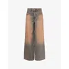 We11 Done Womens Grosgrain Wide-leg Denim Jeans Beige In Brown