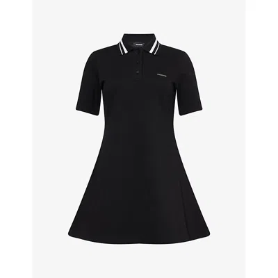 We11 Done Womens Polo-collar Flared Woven Mini Dress Black Xs