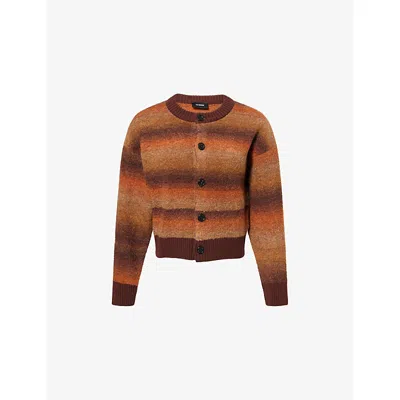 We11 Done Womens Gradient Bouclé Knitted Cardigan Brown