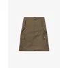 We11 Done Womens Khaki Turn-up Multi-pockets Cotton-poplin Mini Skirt In Brown