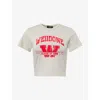 We11 Done Womens Light Grey Printed Short-sleeves Cotton-jersey T-shirt In Gray