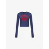 We11 Done Womens Printed Long-sleeves Cotton-jersey T-shirt Navy In Blue
