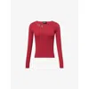 We11 Done Womens Piercing Long-sleeves Knitted Top Wine In Red