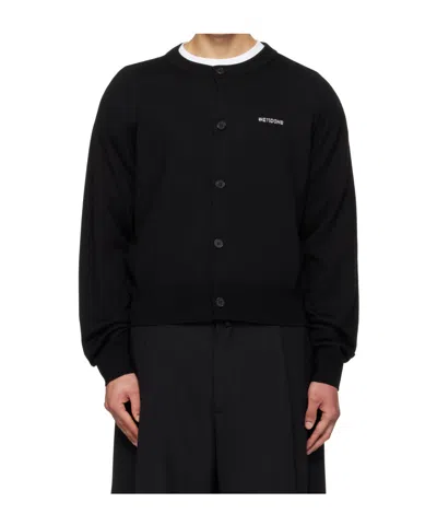 We11 Done Wool Blend Long-sleeved Knit Cardigan In Black