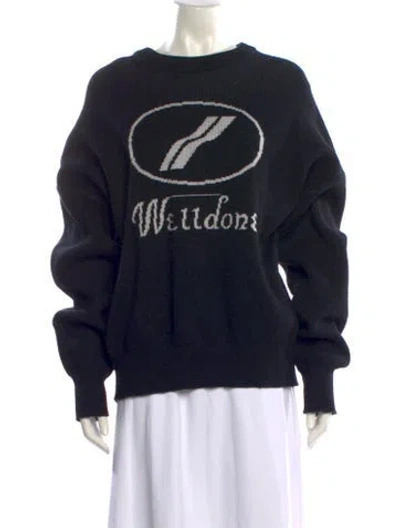 Pre-owned We11 Done Wool Graphic Print Sweater In Black
