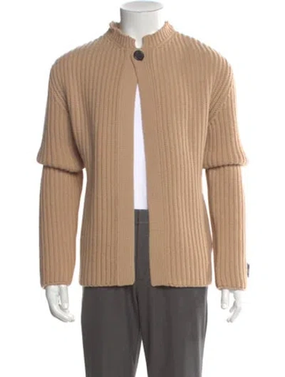 Pre-owned We11 Done Wool Mock Neck Cardigan In Neutral