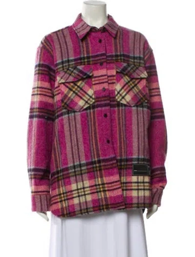 Pre-owned We11 Done Wool Plaid Print Jacket In Pink