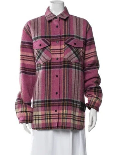 Pre-owned We11 Done Wool Plaid Print Jacket In Purple