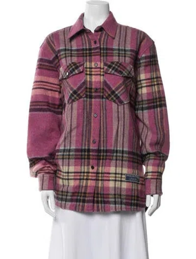 Pre-owned We11 Done Wool Plaid Print Jacket In Purple
