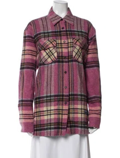 Pre-owned We11 Done Wool Plaid Print Jacket In Purple