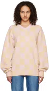 We11 Done Yellow Chess Board Sweater In Yellow