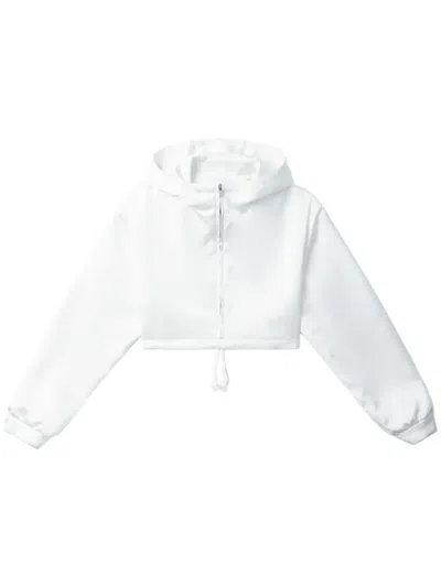 We11 Done Zip-up Cropped Hoodie In White