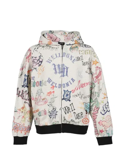 We11 Done Zip-up Hoodie In White