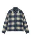 We11 Done Zipped Checked Jacket In Blue