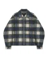 We11 Done Blue Script Logo Check Shirt Jacket In Multi