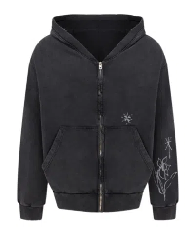 We11 Done Zippered Hooded Sweatshirt In Black