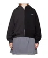 We11 Done Zippered Hooded Sweatshirt In Black