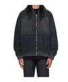 We11 Done Zippered Hooded Sweatshirt In Black