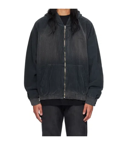 We11 Done Zippered Hooded Sweatshirt In Black