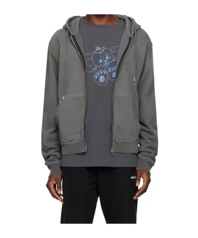 We11 Done Zippered Hooded Sweatshirt In Black