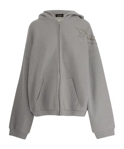 WE11 DONE WE11DONE EMBELLISHED ZIPPED HOODIE