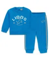 Wear By Erin Andrews Baby Boys And Girls 2-piece Blue Detroit Lions Fleece Crewneck And Pants Set In Blue