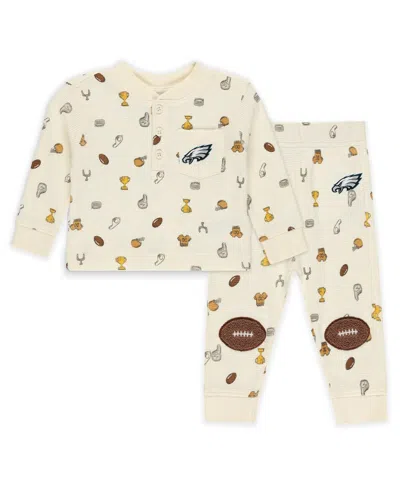 Wear By Erin Andrews Baby Boys And Girls 2-piece Cream Philadelphia Eagles Waffle-knit Sleep Set In White
