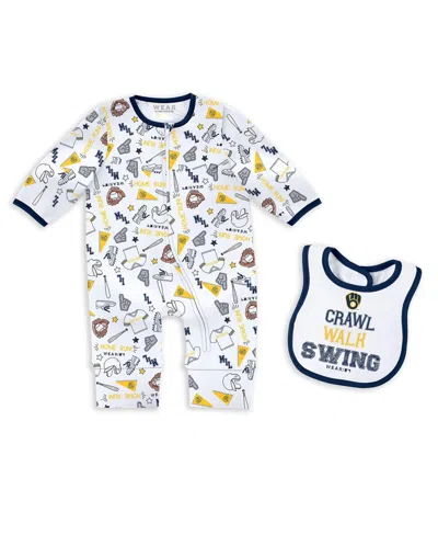 Wear By Erin Andrews Baby Boys And Girls 2-piece Milwaukee Brewers Sleep And Play Set In White