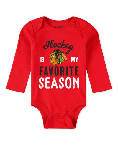 Wear By Erin Andrews Baby Boys And Girls 3-piece Chicago Blackhawks Turn Me Around Bodysuits Pants Set In Red