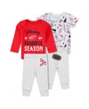Wear By Erin Andrews Baby Boys And Girls 3-piece Detroit Red Wings Turn Me Around Bodysuits And Pants In Red,heather Gray