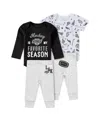 Wear By Erin Andrews Baby Boys And Girls 3-piece Los Angeles Kings Turn Me Around Bodysuits And Pants Set In Black,heather Gray