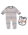 Wear By Erin Andrews Baby Boys And Girls Cincinnati Bengals Allover Print Full-zip Sleeper With Bib Set In White