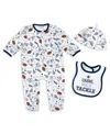 Wear By Erin Andrews Baby Boys And Girls Dallas Cowboys Sleep Play With Bib And Fun Hat Set In White