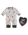 Wear By Erin Andrews Baby Boys And Girls Heather Gray Baltimore Orioles Sleep And Play Full-zip Sleeper Bib Set In Black