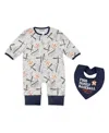Wear By Erin Andrews Baby Boys And Girls Heather Gray Houston Astros Sleep And Play Full-zip Sleeper Bib Set In Gray