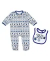 Wear By Erin Andrews Baby Boys And Girls Indianapolis Colts Allover Print Full-zip Sleeper With Bib Set In Blue