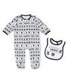Wear By Erin Andrews Baby Boys And Girls Las Vegas Raiders Allover Print Full-zip Sleeper With Bib Set In White