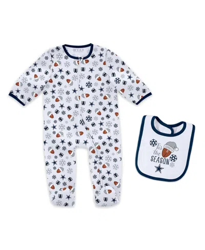 Wear By Erin Andrews Baby Boys And Girls Newborn 2-piece Dallas Cowboys Holiday Full-zip Sleeper And Bib Set In Multi
